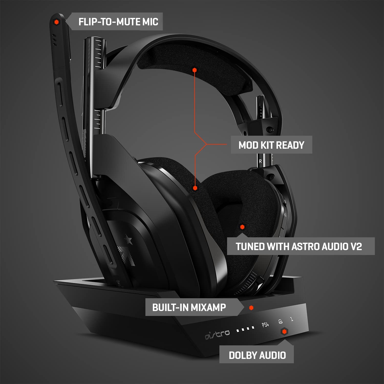 image:imageLogitech G Astro A50 Wireless Headset Base Station Gen 4 BlackGold Compatible with Xbox Series XS Xbox One PC MacPlayStation 5 PlayStation 4 PC